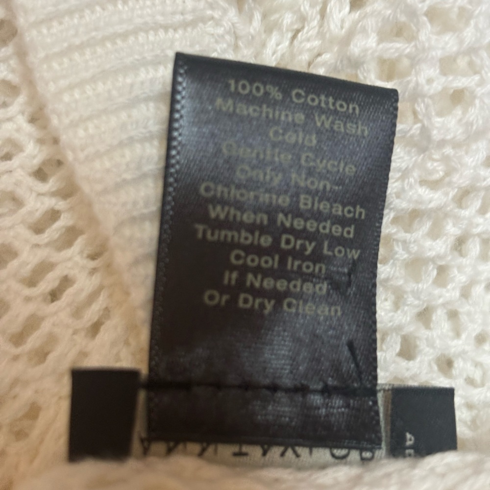 ANN TAYLOR White Button-Up Textured Open Knit Mesh Nautical Cardigan Size M-L - Picture 5 of 7
